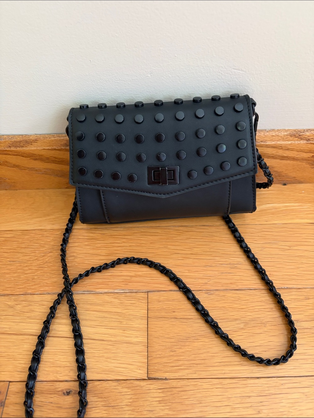Black Stud-Accent Crossbody Bag